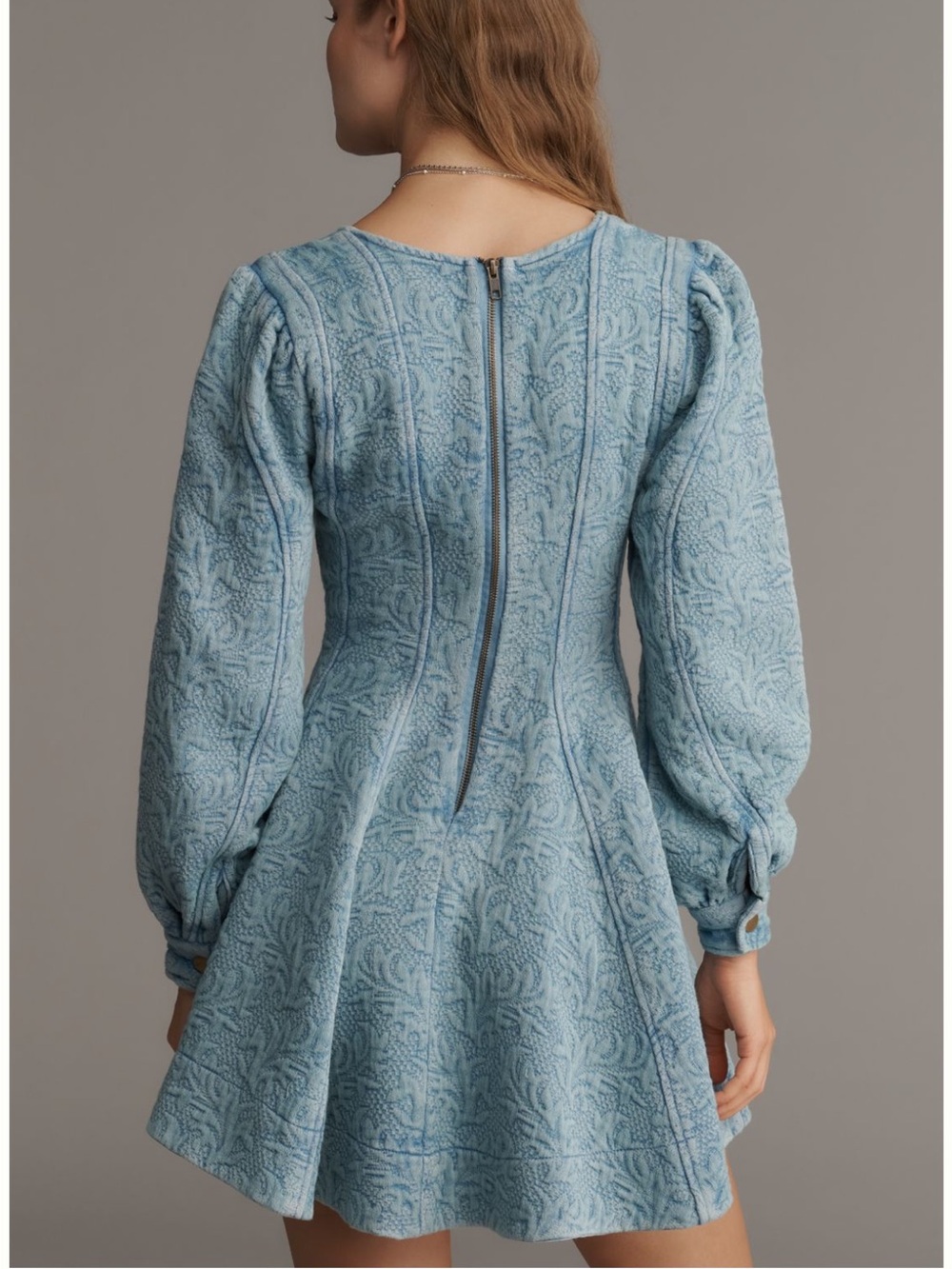 NWT Anthropologie Pilcro Sky Blue Textured V-Neck Mini Dress - Picture 2 of 3